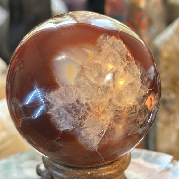🎄SALE🎄Carnelian Crystal Sphere With Druzy! - Picture 4 of 9